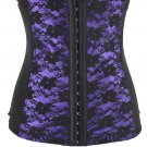 Purple Floral Embroidered Lace Underbust Corset