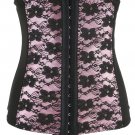 Pink Floral Embroidered Lace Corset