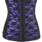 Purple Floral Embroidered Lace Underbust Corset