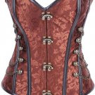 Floral Print Retro Steel Boned Buckles Corset