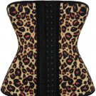 Luxury Leopard Latex Workout Waist Cincher Corset with Hooks