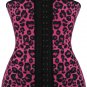 Rose Leopard Printed Latex Workout Waist Cincher Corset