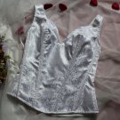 White Strapless Corset With Floral Inset Pattern And Lace Through Frontage