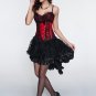 Lace Floral Print Red Overbust Corset