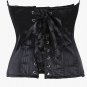 Black Stripe Zipper Front Overbust Corset