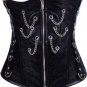 Faux Leather Chain Zipper Underbust Corset