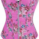 Denim Floral Zipper Corset