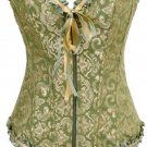 Green Victorian Jacquard Tapestry Zipper Corset Bustier