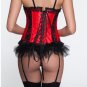 Lace Floral Print Red Overbust Corset