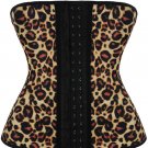 Luxury Leopard Latex Workout Waist Cincher Corset with Hooks