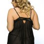 Plus Size Black Cupless Mesh Babydoll