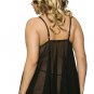 Plus Size Mesh Babydoll with Embroidery Top and Satin Ribbons Hem