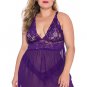 Plus Size Evening Romance Lace and Mesh Babydoll Set