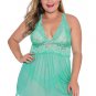 Plus Size Evening Romance Lace and Mesh Babydoll Set