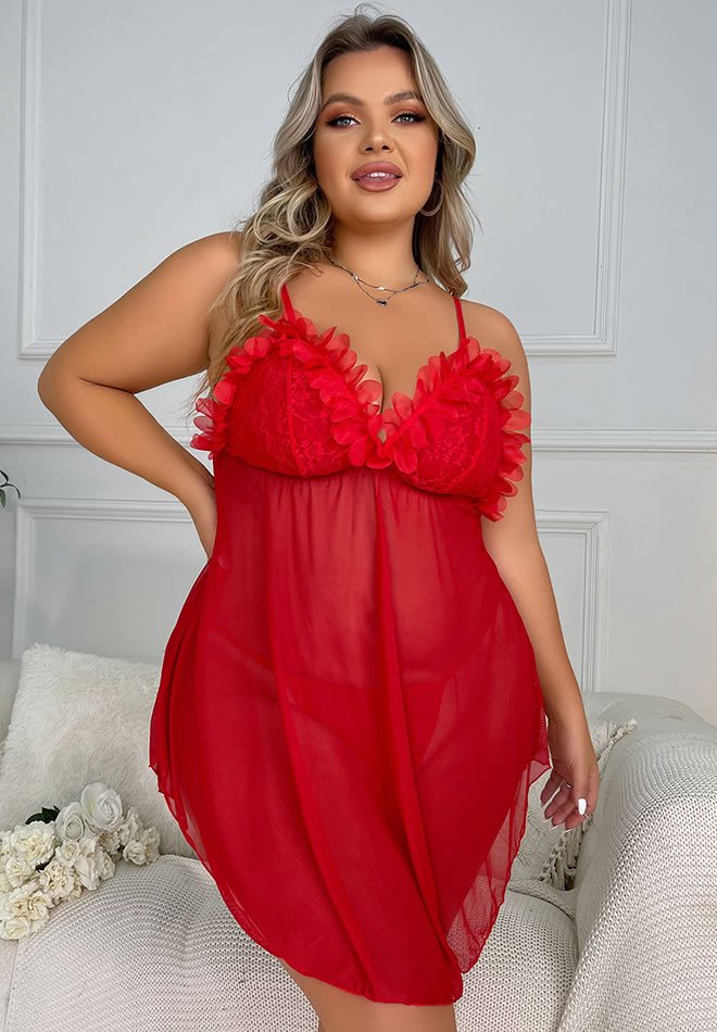 Plus Size Wanna Fall In Love Lace Babydoll