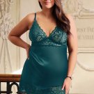Plus Size Green Lace Floral Back Closure Sexy Babydoll