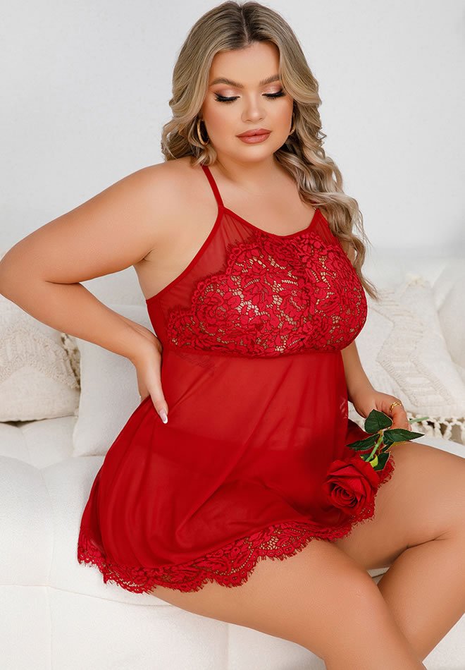 Yandy Plus Size Dangerous Flirt Babydoll Set