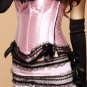 Plus Size Satin Ruffle Details Corset Dress with Ribbon