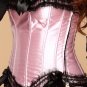 Plus Size Satin Ruffle Details Corset Dress with Ribbon
