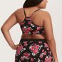 Plus Size Floral Racerback Crop Tank Boyshort Bikini Swimsuit