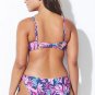 Plus Size Tropical Leaf Lace Up Tie Side Bikini Swimsuit