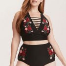 Plus Size Floral High Waisted Bikini Swimsuit