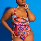 Plus Size Geometric Printed One Piece Swimsuit
