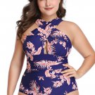 Plus Size Criss-cross Neckline One Piece Swimsuit