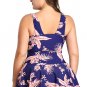 Plus Size V Neck Printed Two Piece Swimsuit