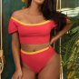 Plus Size Off Shoulder High Waist High Leg Bikini Swimsuit