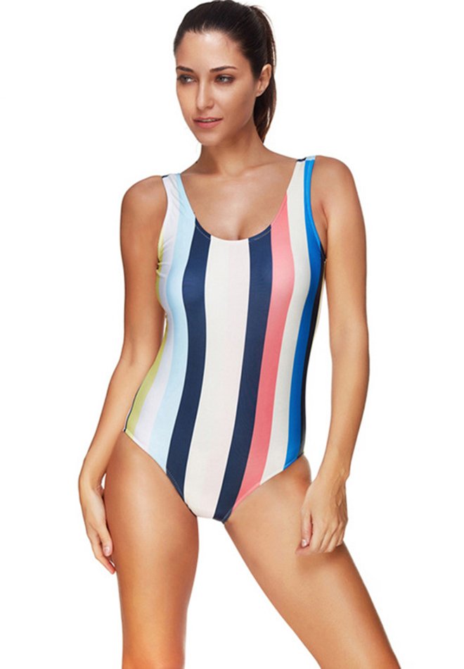 One-piece Sexy Elasticity Stripes Swimsuit
