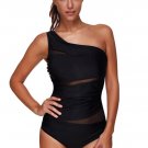 Sexy One Shoulder Solid Color One-piece Swimwear