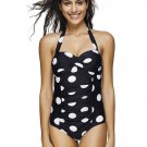 Women's One Piece Dots Printed Halter Neck Swimwear