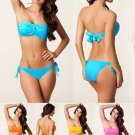 Sexy Ruffle Bandeau Top Bikini With Ties At Back