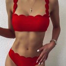 Scallop Trim Ribbed Swimsuit