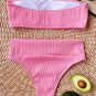 Rib Bandeau High Waisted Bikini Swimsuit