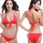Halter Neck Strap Swimwear With Bow Front