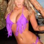 Sexy Fringe Triangle Top Bikini Set With Goldstone Detail