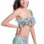 Blue Plumage One Shoulder Bikini Swimming Suit