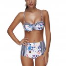 Women's Stripes Printing Sling Bikini Set