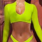 Long Sleeve Mesh Sporty Two Piece Swimsuit