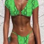 Short Sleeve Strappy Two Piece Swimsuit