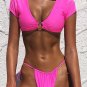 Short Sleeve Strappy Two Piece Swimsuit