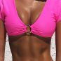 Short Sleeve Strappy Two Piece Swimsuit