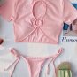 Rib Ring Linked Tie Side Bikini Swimsuit