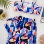 3pack Allover Graphic Bikini Swimsuit & Beach Skirt
