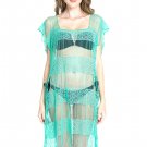 Colloyes Green Fringe Crochet Detail Beach Dress