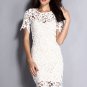 Women's Singular Stenciled Design Back Full Zipper White Slight Dress