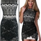 Luxury Sleeveless Embroideried Hollow-Out Crochet Lace Mini Dress