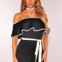 Ruffle Off Shoulder Belted Romper